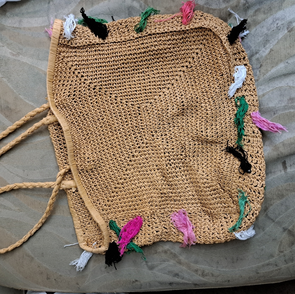 COPY - Straw Colorful Bag Fringe Embroidered Tote